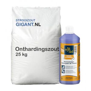 Brons pakket: 10 zakken huismerk onthardingszout tabletten + Resin 1 L