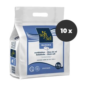 Soft-Sel Zoutblokken onthardingszout 10 zakken x 8kg (80kg)