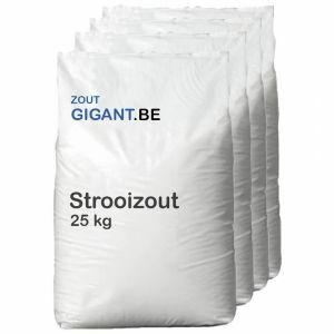 Pallet strooizout a 25 kg zakken Vooraanzicht