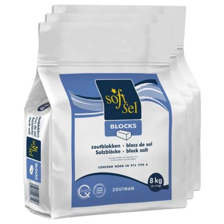 Halve pallet Soft-Sel Zoutblokken onthardingszout 68 zakken x 8kg (544kg) main product photo