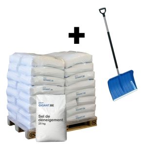 Palette sel de déneigement 40 x 25kg (1000kg) + pelle à neige offerte d'une valeur de €45    