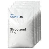Pallet strooizout a 25 kg zakken Vooraanzicht Pallet strooizout a 25 kg zakken Vooraanzicht