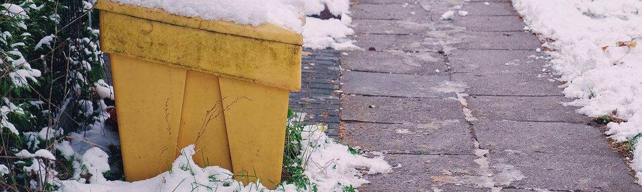 Zoutkist in de sneeuw